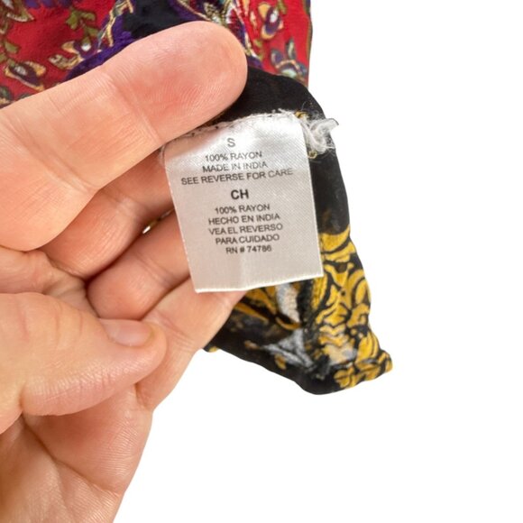 Patrons Of Peace Colorful Boho Tank Top Size S Paisley Floral Racerback Rayon - Picture 5 of 7